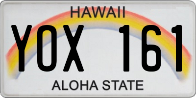 HI license plate YOX161