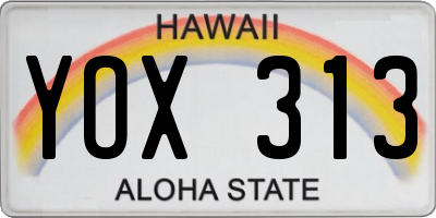 HI license plate YOX313