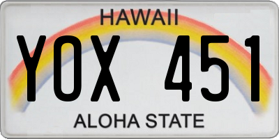 HI license plate YOX451