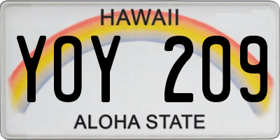 HI license plate YOY209