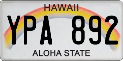 HI license plate YPA892
