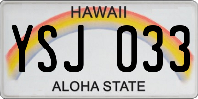 HI license plate YSJ033