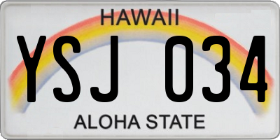 HI license plate YSJ034