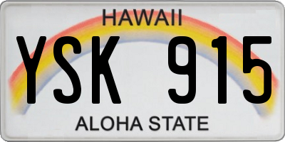 HI license plate YSK915