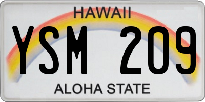 HI license plate YSM209