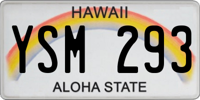 HI license plate YSM293