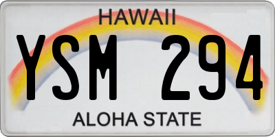 HI license plate YSM294