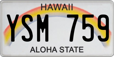 HI license plate YSM759