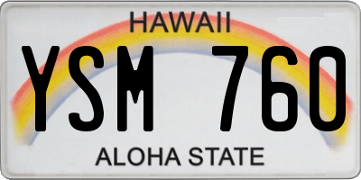 HI license plate YSM760
