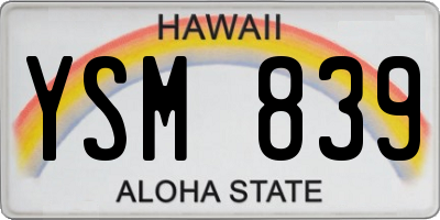 HI license plate YSM839