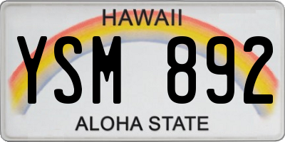 HI license plate YSM892