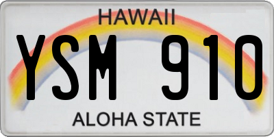 HI license plate YSM910