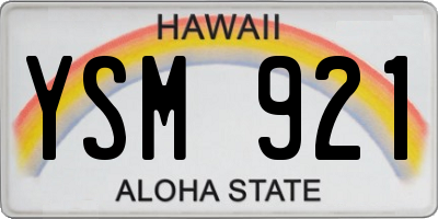 HI license plate YSM921