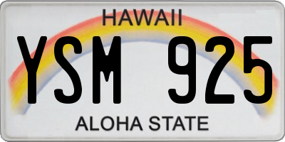 HI license plate YSM925