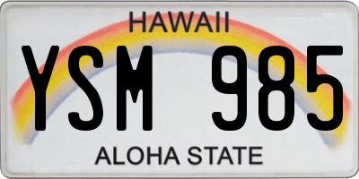 HI license plate YSM985
