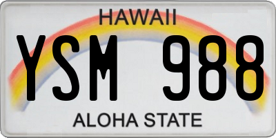 HI license plate YSM988