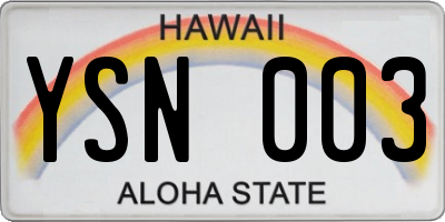 HI license plate YSN003