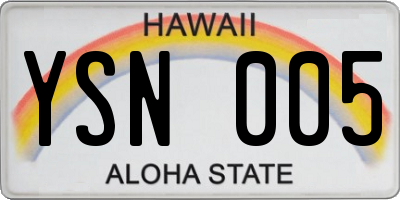 HI license plate YSN005