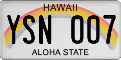 HI license plate YSN007