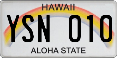 HI license plate YSN010
