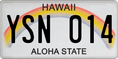 HI license plate YSN014