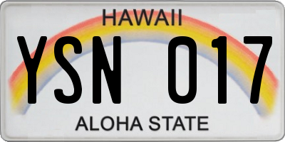 HI license plate YSN017