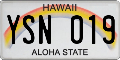 HI license plate YSN019