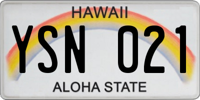 HI license plate YSN021