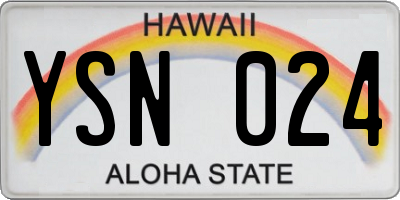 HI license plate YSN024