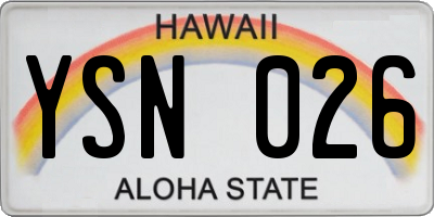 HI license plate YSN026