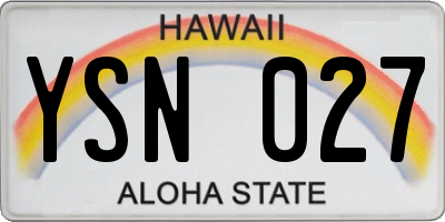 HI license plate YSN027