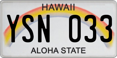 HI license plate YSN033