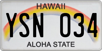 HI license plate YSN034