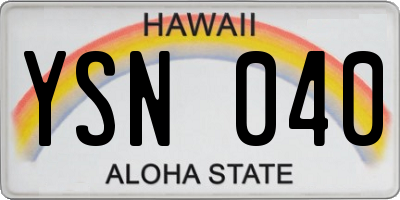 HI license plate YSN040