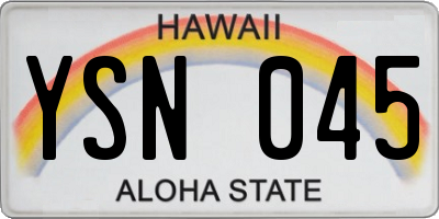 HI license plate YSN045