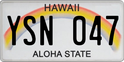 HI license plate YSN047
