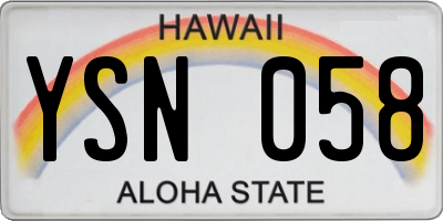 HI license plate YSN058