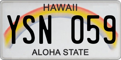 HI license plate YSN059