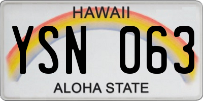 HI license plate YSN063