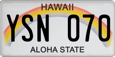 HI license plate YSN070