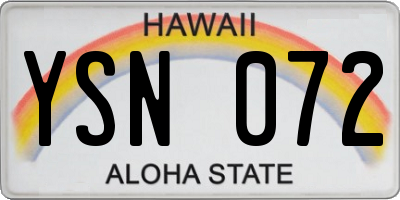 HI license plate YSN072