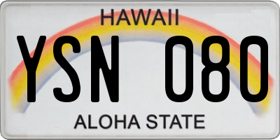 HI license plate YSN080