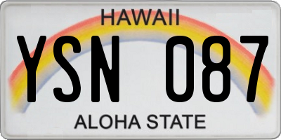 HI license plate YSN087