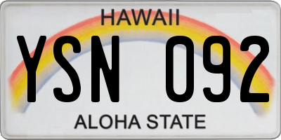 HI license plate YSN092