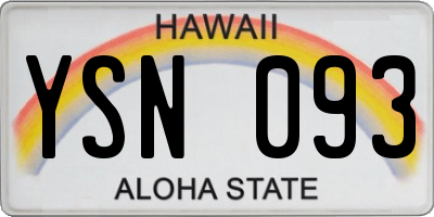 HI license plate YSN093