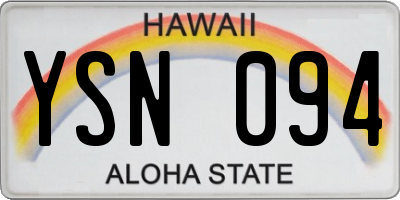 HI license plate YSN094