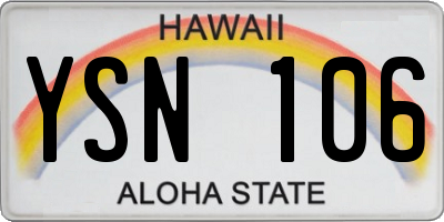 HI license plate YSN106