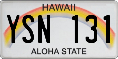 HI license plate YSN131