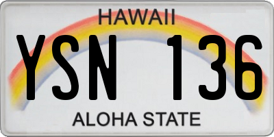 HI license plate YSN136