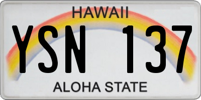 HI license plate YSN137